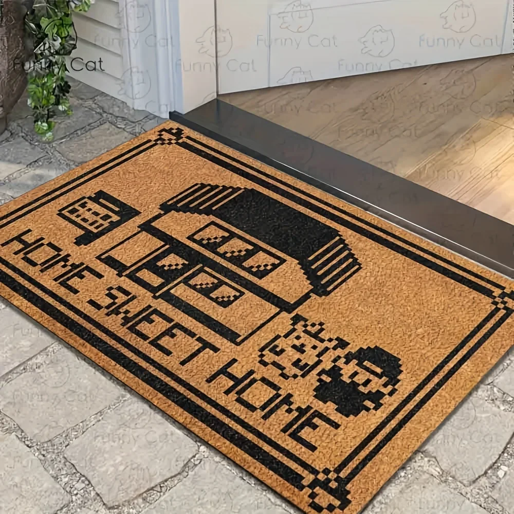 VIKAMA Japanese-Style Cartoon Pixel-Style Floor Mat, For Entrance, Bathroom And Kitchen. Non-Slip, Dirt-Proof Carpet Home Decor thumbnail 4