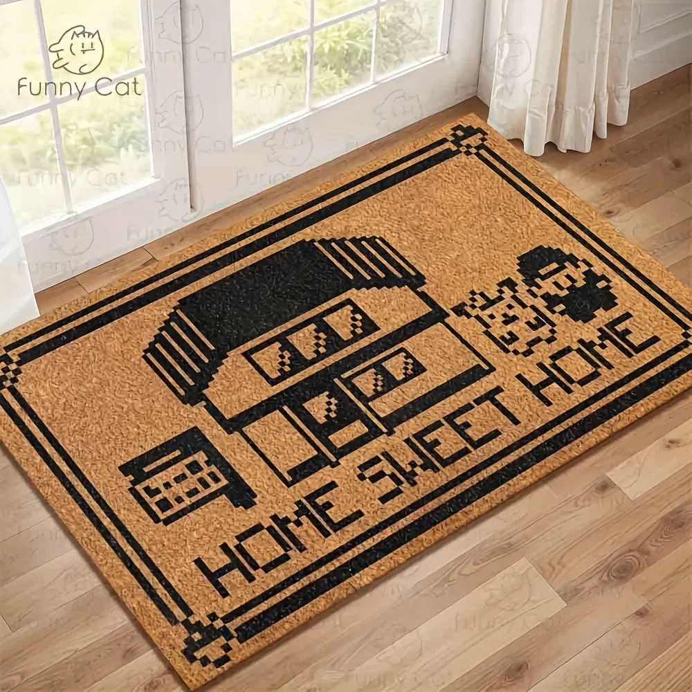 VIKAMA Japanese-Style Cartoon Pixel-Style Floor Mat, For Entrance, Bathroom And Kitchen. Non-Slip, Dirt-Proof Carpet Home Decor thumbnail 3