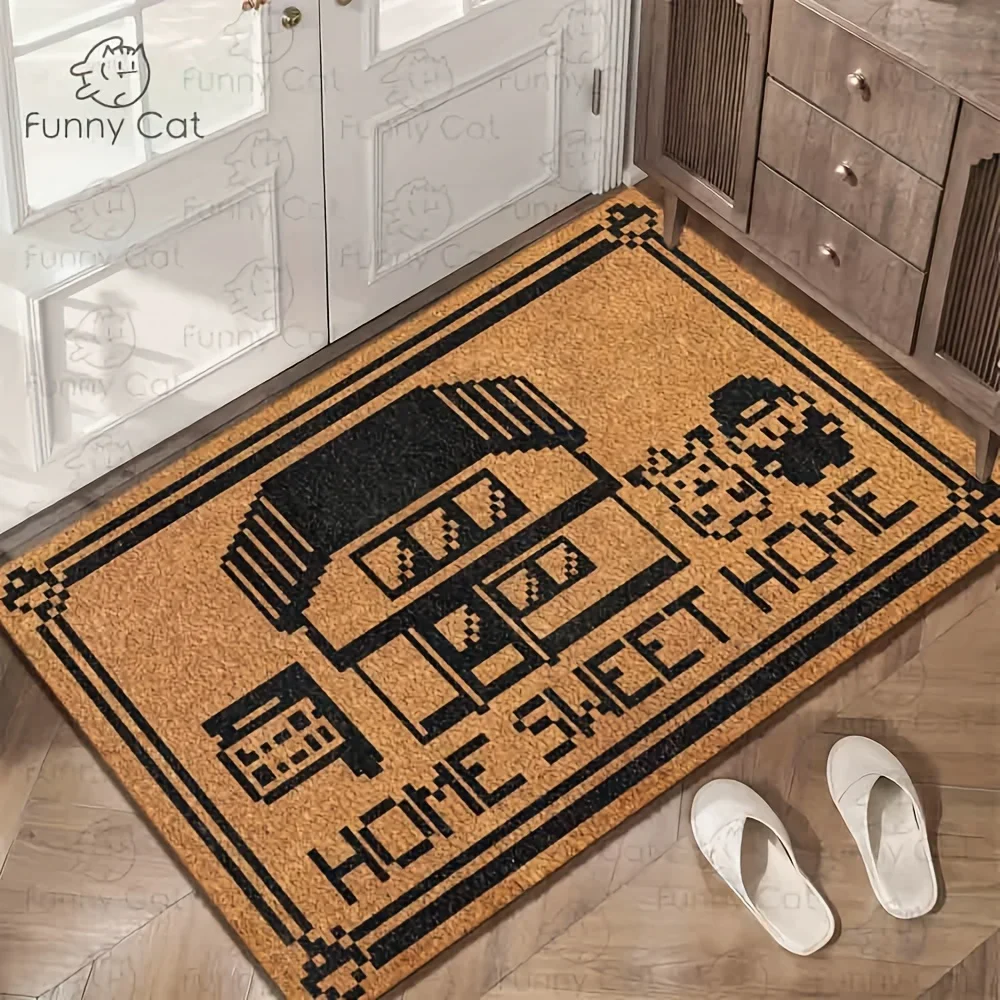 VIKAMA Japanese-Style Cartoon Pixel-Style Floor Mat, For Entrance, Bathroom And Kitchen. Non-Slip, Dirt-Proof Carpet Home Decor thumbnail 2