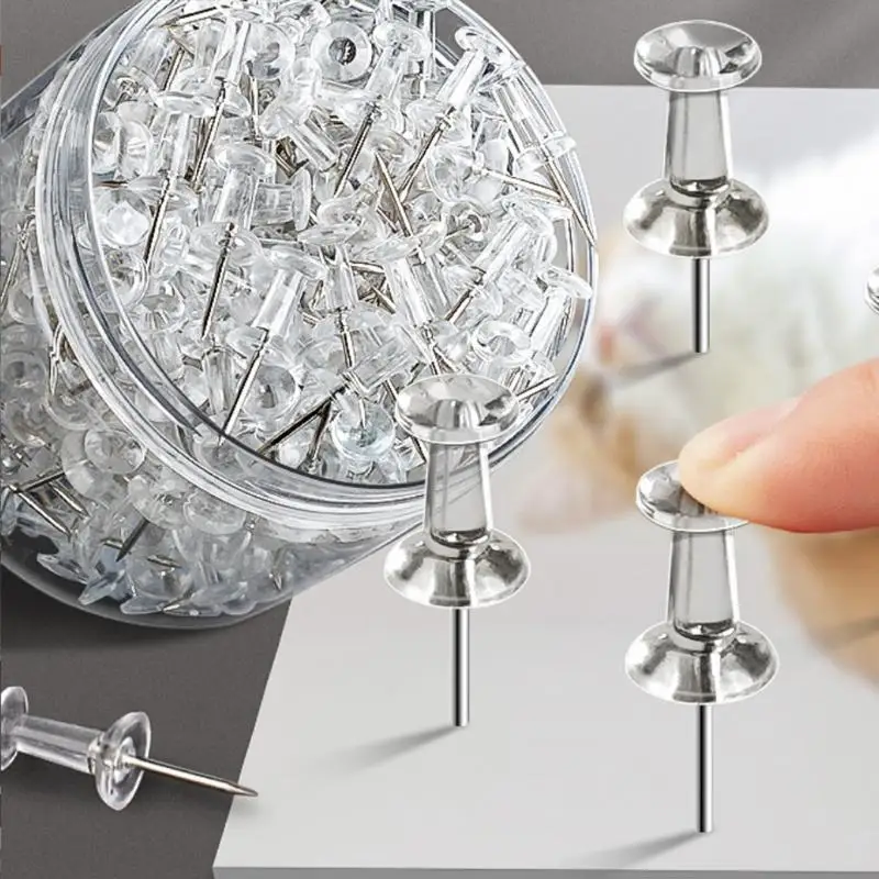 100pcs Assorted Color Push Pins, Plastic Head Thumbtacks for Maps Posters Photos, Home Office School Decor