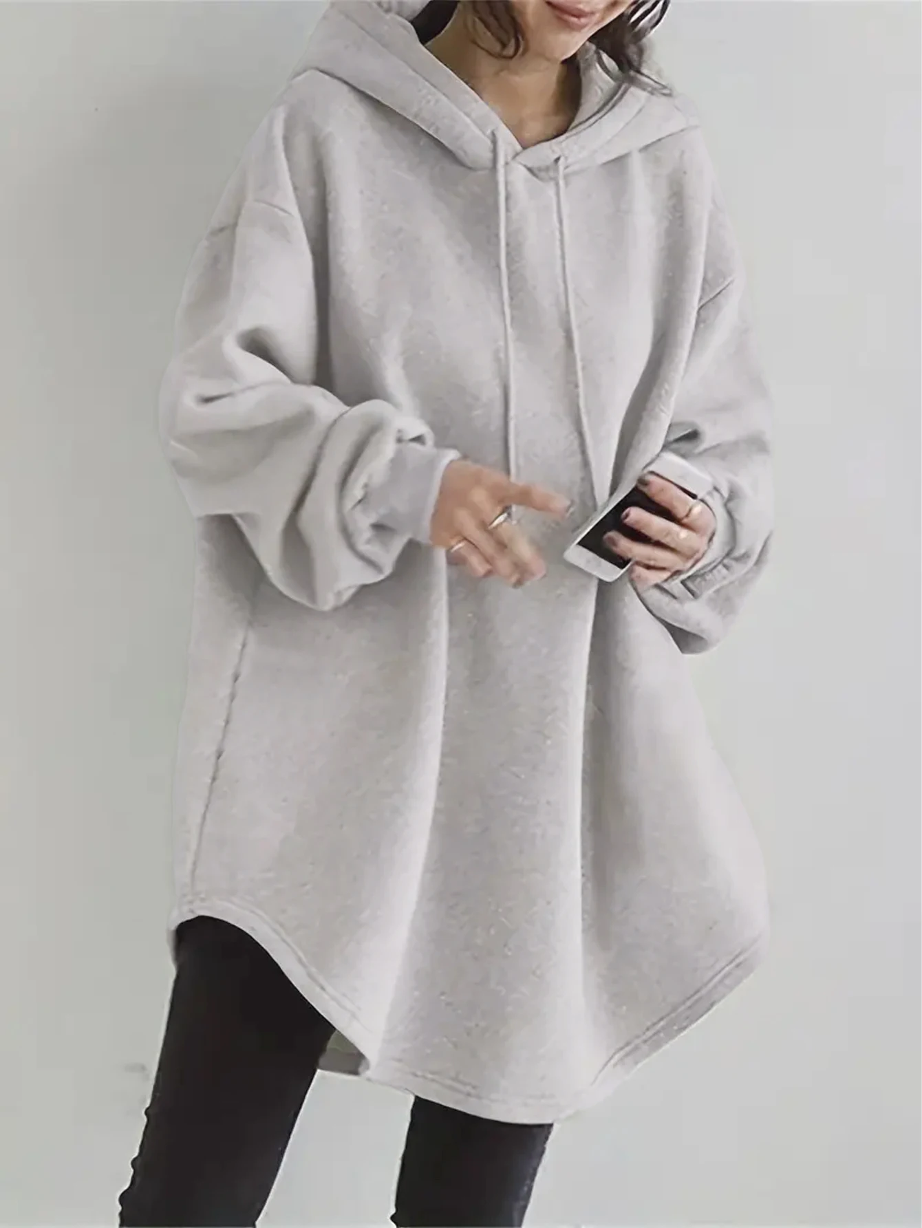 Design Sensation Niche Streetwear American Loose Hoodie Women's European Fashion Autumn Winter Long Sleeve Mid-Length Sweatshirt
