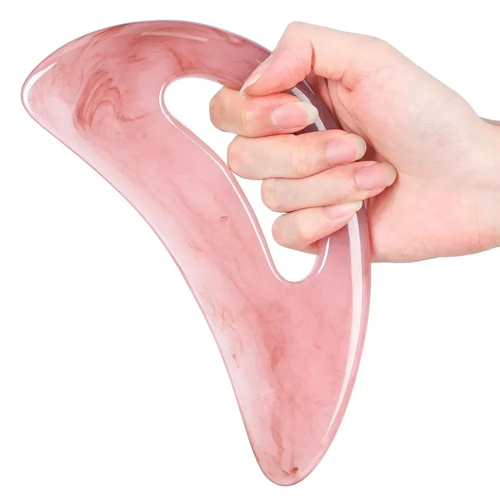 Scienlodic Gua Sha Massage Tool with Handle (Resin) Larger Guasha Scraping Tool for Back Neck Face Leg Massage, Lymphatic