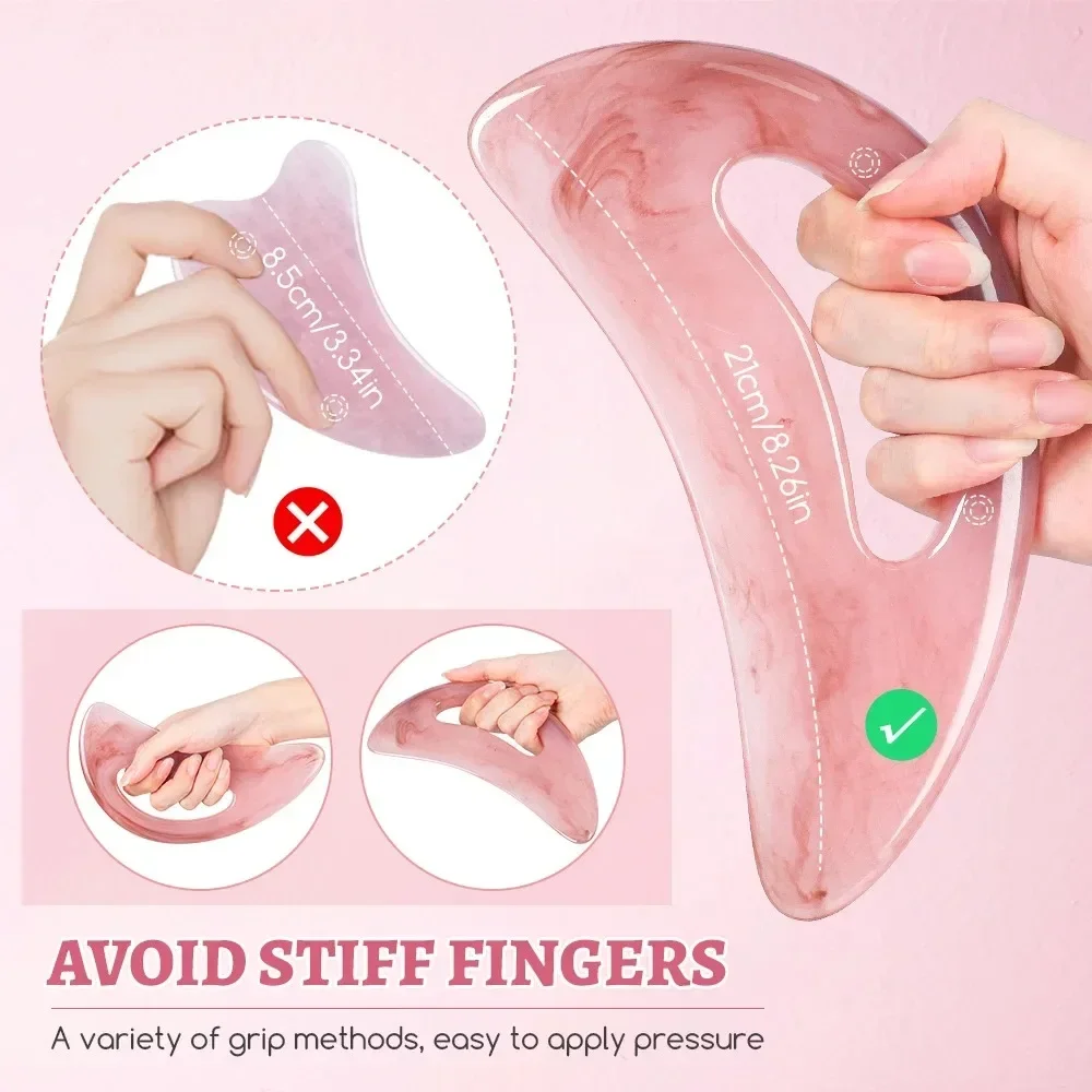 Scienlodic Gua Sha Massage Tool with Handle (Resin) Larger Guasha Scraping Tool for Back Neck Face Leg Massage, Lymphatic thumbnail 6