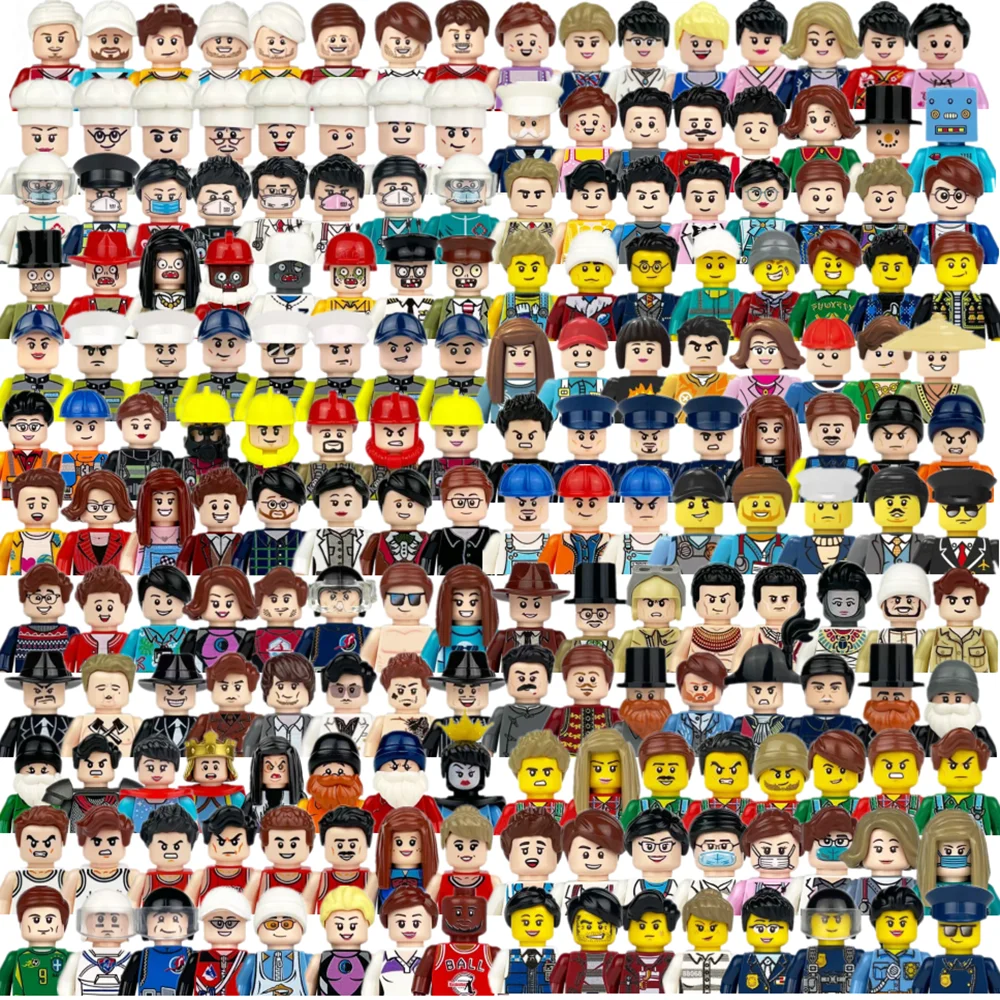 building blocks mini city figures 3D person series movie characters professional doctor police worker fireman robot toys for kid