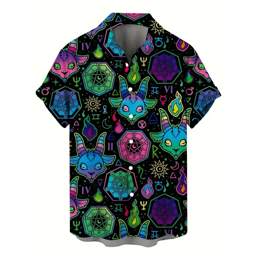 Skull 3D Printed Men's Hawaiian Shirt Street Gothic Style Trendy Vintage Lapel Tops Summer Y2K Casual Short Sleeve Beach Shirt thumbnail 5