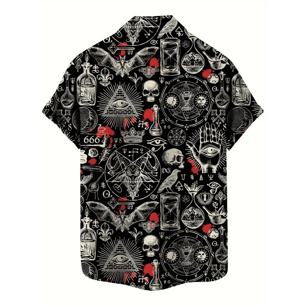 Skull 3D Printed Men's Hawaiian Shirt Street Gothic Style Trendy Vintage Lapel Tops Summer Y2K Casual Short Sleeve Beach Shirt thumbnail 3