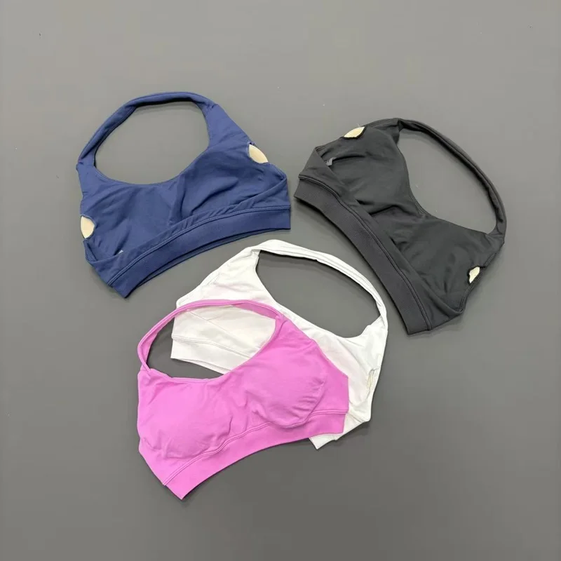 HISTELLO Sports Bra Women Seamless Yoga Underwear Halter Neck Strap Open Back Design Gym Top Workout Fitness Running Bra thumbnail 2