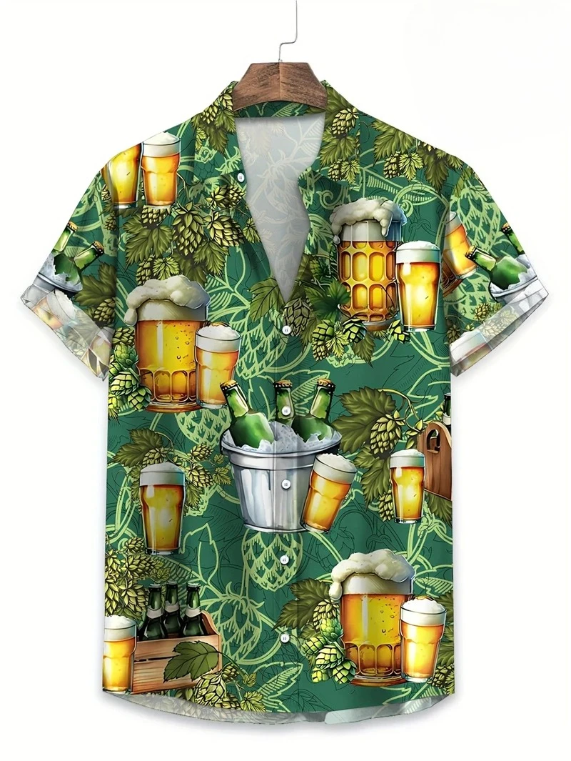 Floral Shirts Men's Hawaii Holiday Party Blouse 2025 Lapel Beach Shirt Flower Camisas Short-sleeved Womens Clothes thumbnail 3