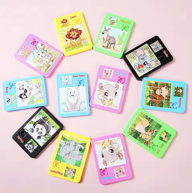 Novelty 16 Grid Maze Puzzle Toy Cartoon Animal Sliding Puzzle Mini Game Competitive Gift Interesting Smart Puzzle Random Style