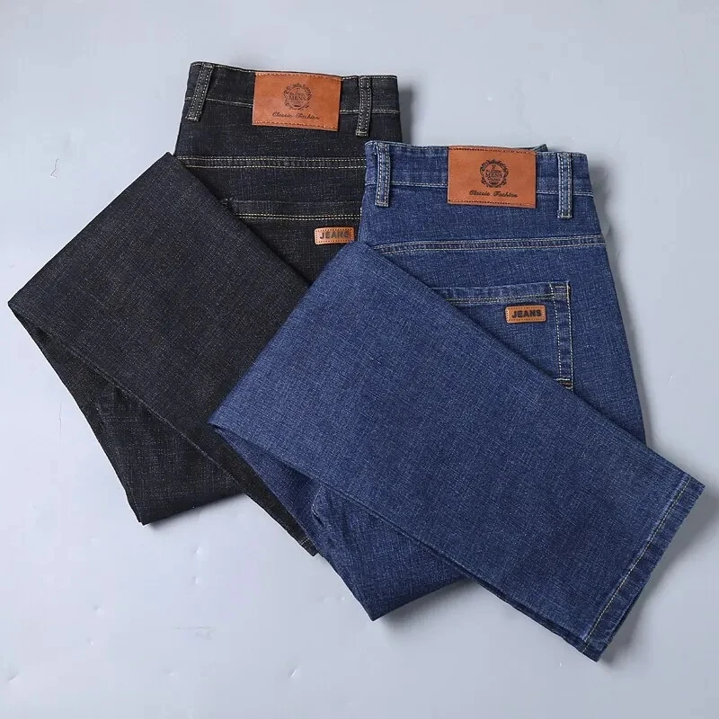 New Men Light Luxury Stretch Slim Fit Pants Comfortable Soft Business Fashion Straight Casual Denim Trousers Male Brand Clothing thumbnail 3