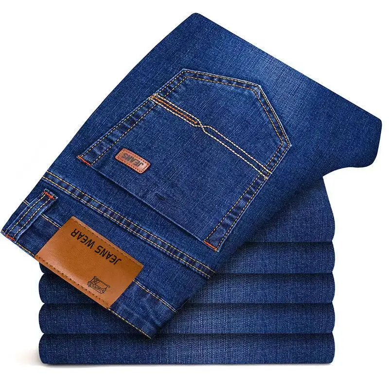New Men Light Luxury Stretch Slim Fit Pants Comfortable Soft Business Fashion Straight Casual Denim Trousers Male Brand Clothing thumbnail 6