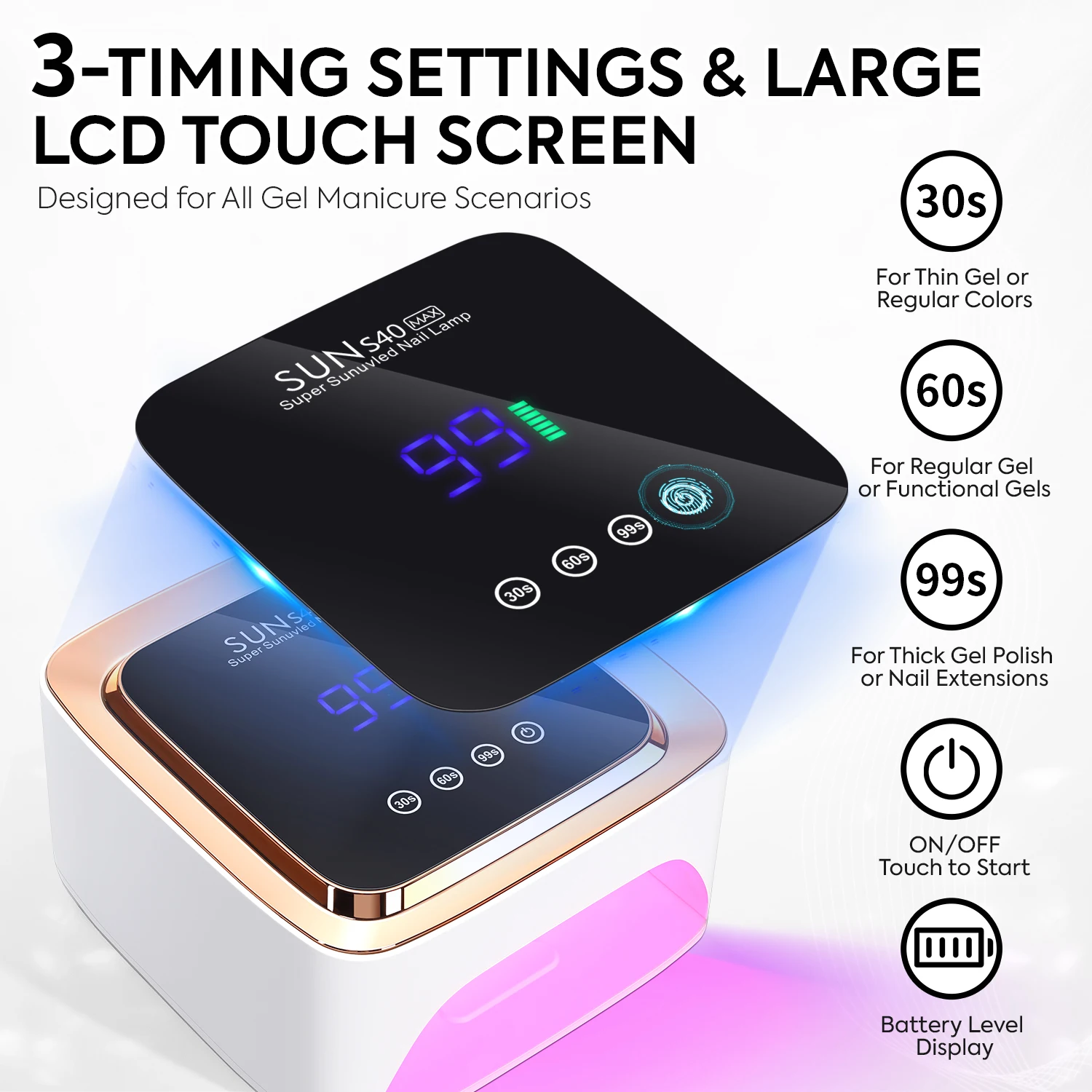180W Cordless UV LED Nail Lamp With LCD Display Wireless 57LEDS Nail Drying Lamp For Drying Polish Gel Rechargeable Salon Tools thumbnail 2