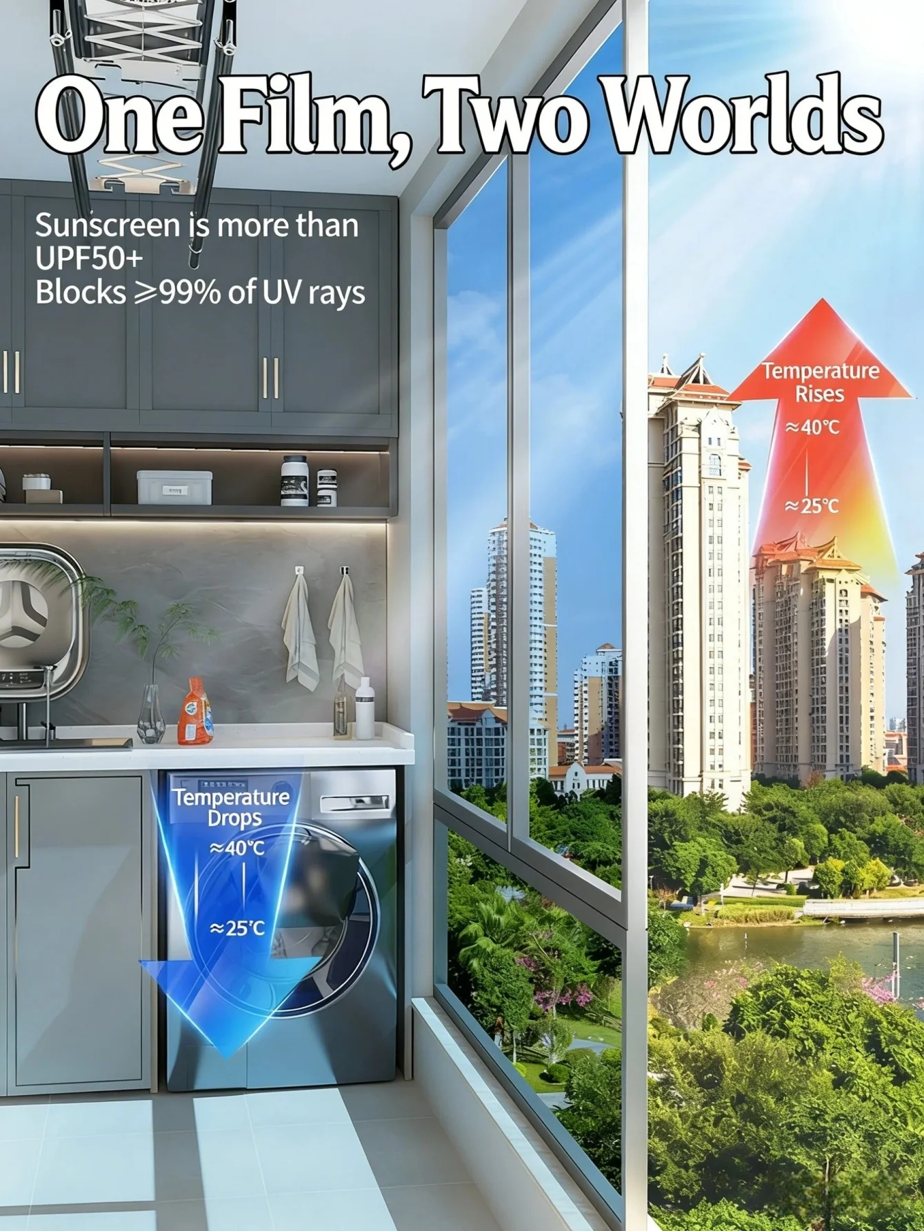 Window Sun Heat Blocking Film UV Protection Anti Glare Thermal Insulation for Home Balcony Glass Door Sunlight Control thumbnail 4