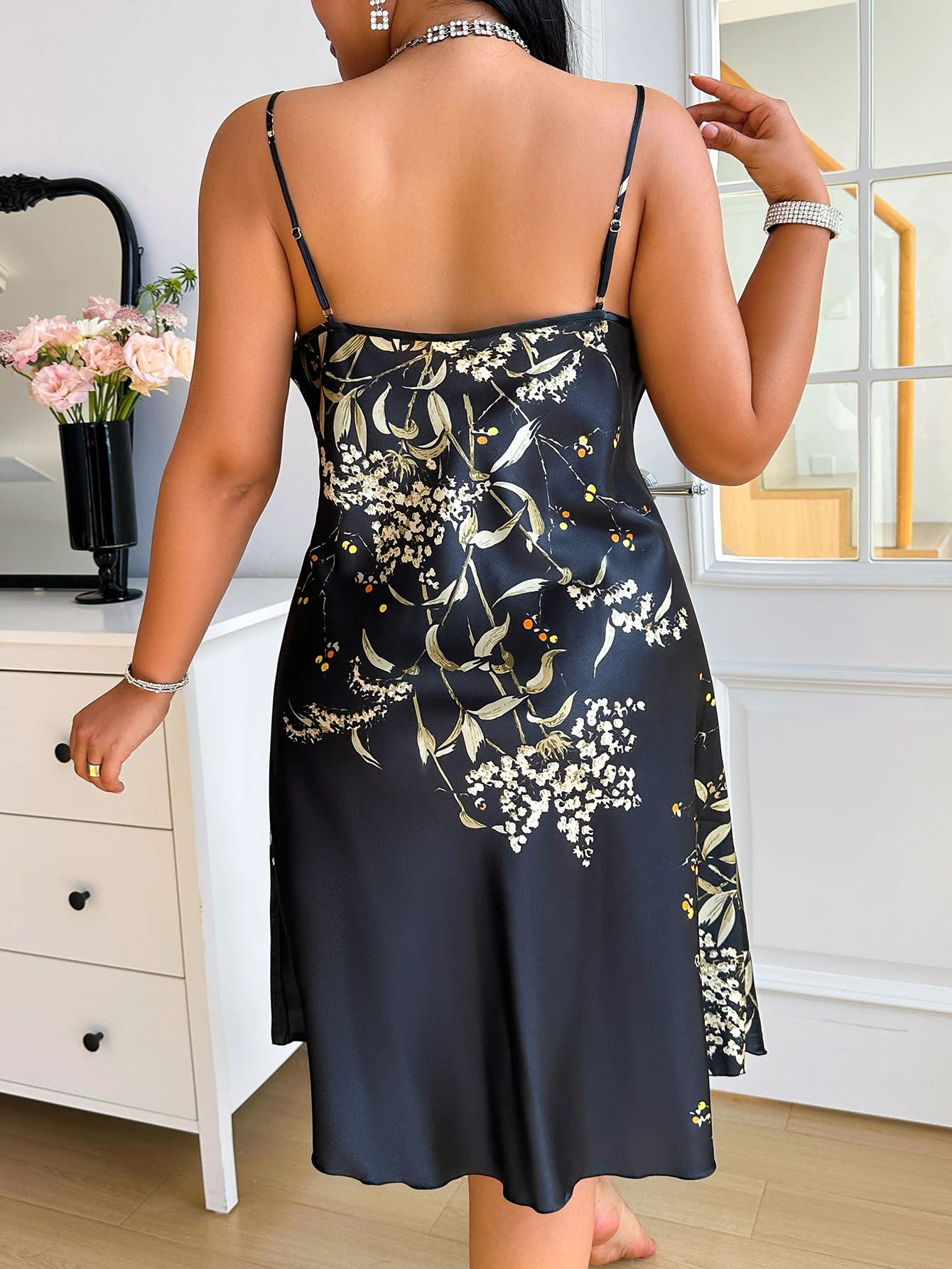 Vintage Cherry Print Ladies Nightdress Sexy Fashion Plus Size Women Pajamas thumbnail 2
