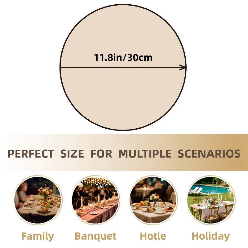 Round Woven Placemats with Lace Trim, 29.97 cm - Solid Color Options, Retro Style Kitchen Table Decor Mats thumbnail 2