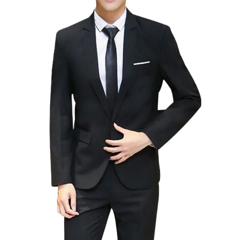 Slim Fit Korean Style Wedding Suit Men's Business Formal Groomsmen Dress Suit Cross-Border Model Polyester Fiber Four Seasons