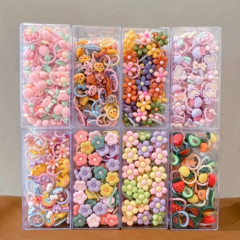 30 pieces of mixed-pack animal-themed small elastic bands, a set of festive hair accessories for elegant girls.