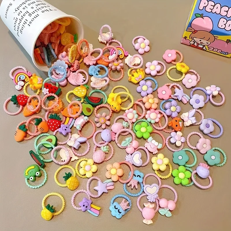 30 pieces of mixed-pack animal-themed small elastic bands, a set of festive hair accessories for elegant girls. thumbnail 6
