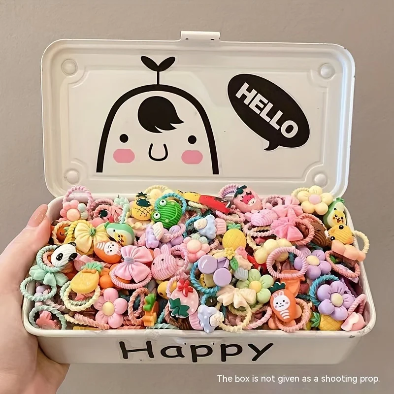 30 pieces of mixed-pack animal-themed small elastic bands, a set of festive hair accessories for elegant girls. thumbnail 3