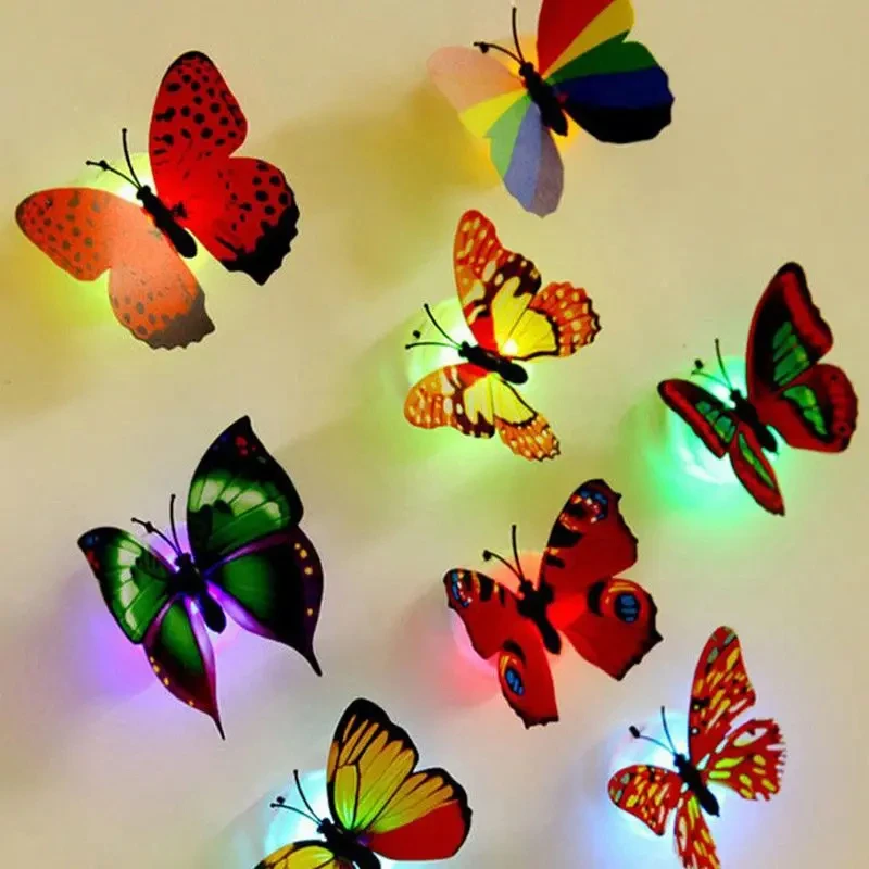 5PCS Creative Butterfly Night Light Set Stickable LED Glowing Colorful DIY Wall Decor Funny House Lighting thumbnail 3