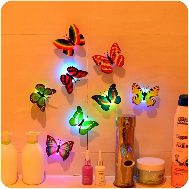 5PCS Creative Butterfly Night Light Set Stickable LED Glowing Colorful DIY Wall Decor Funny House Lighting thumbnail 6