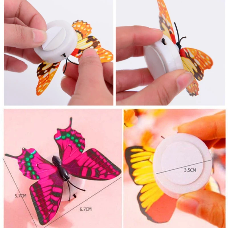 5PCS Creative Butterfly Night Light Set Stickable LED Glowing Colorful DIY Wall Decor Funny House Lighting thumbnail 5
