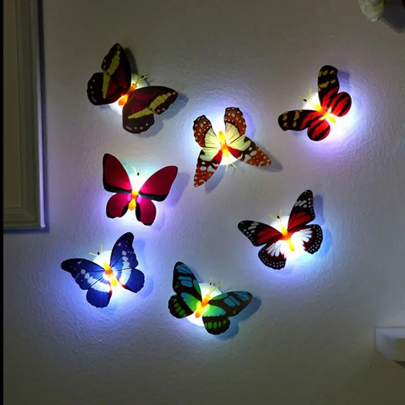 5PCS Creative Butterfly Night Light Set Stickable LED Glowing Colorful DIY Wall Decor Funny House Lighting thumbnail 2