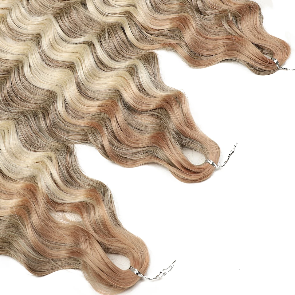FREEDOM Synthetic Curly Braiding Hair Extensions 24 inch/60 cm Long Deep Wavy Twist Crochet Braids Hair Ombre Brown Rainbow Hair thumbnail 6
