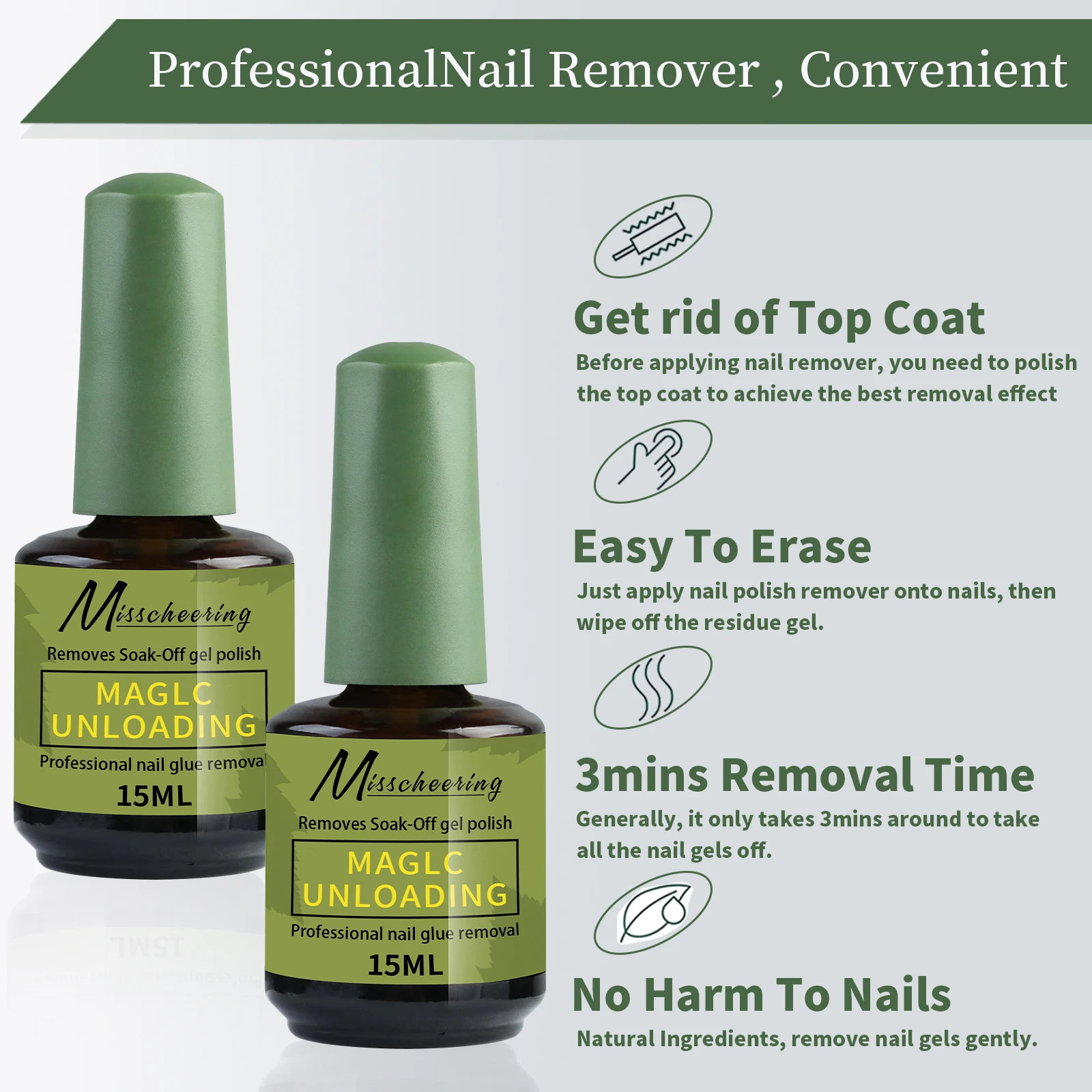 2pcs Magic Fast Nail Gel Polish Easily and quickly removes UV rays in 3-5 minutes Semi Permanent Varnish Nail Art Removal Tools thumbnail 5