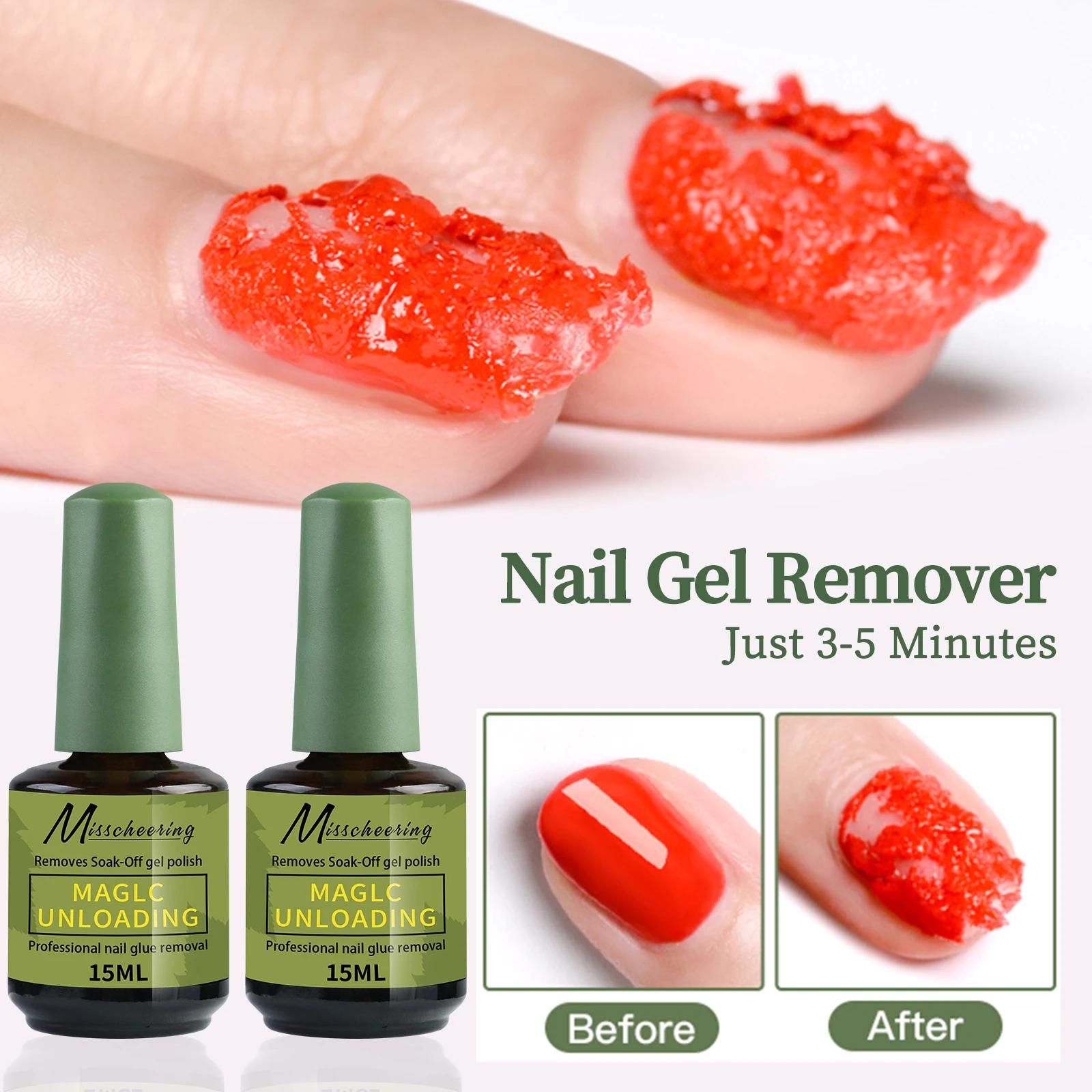 2pcs Magic Fast Nail Gel Polish Easily and quickly removes UV rays in 3-5 minutes Semi Permanent Varnish Nail Art Removal Tools thumbnail 2