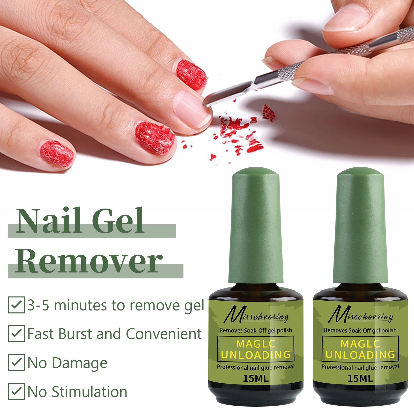 2pcs Magic Fast Nail Gel Polish Easily and quickly removes UV rays in 3-5 minutes Semi Permanent Varnish Nail Art Removal Tools thumbnail 4