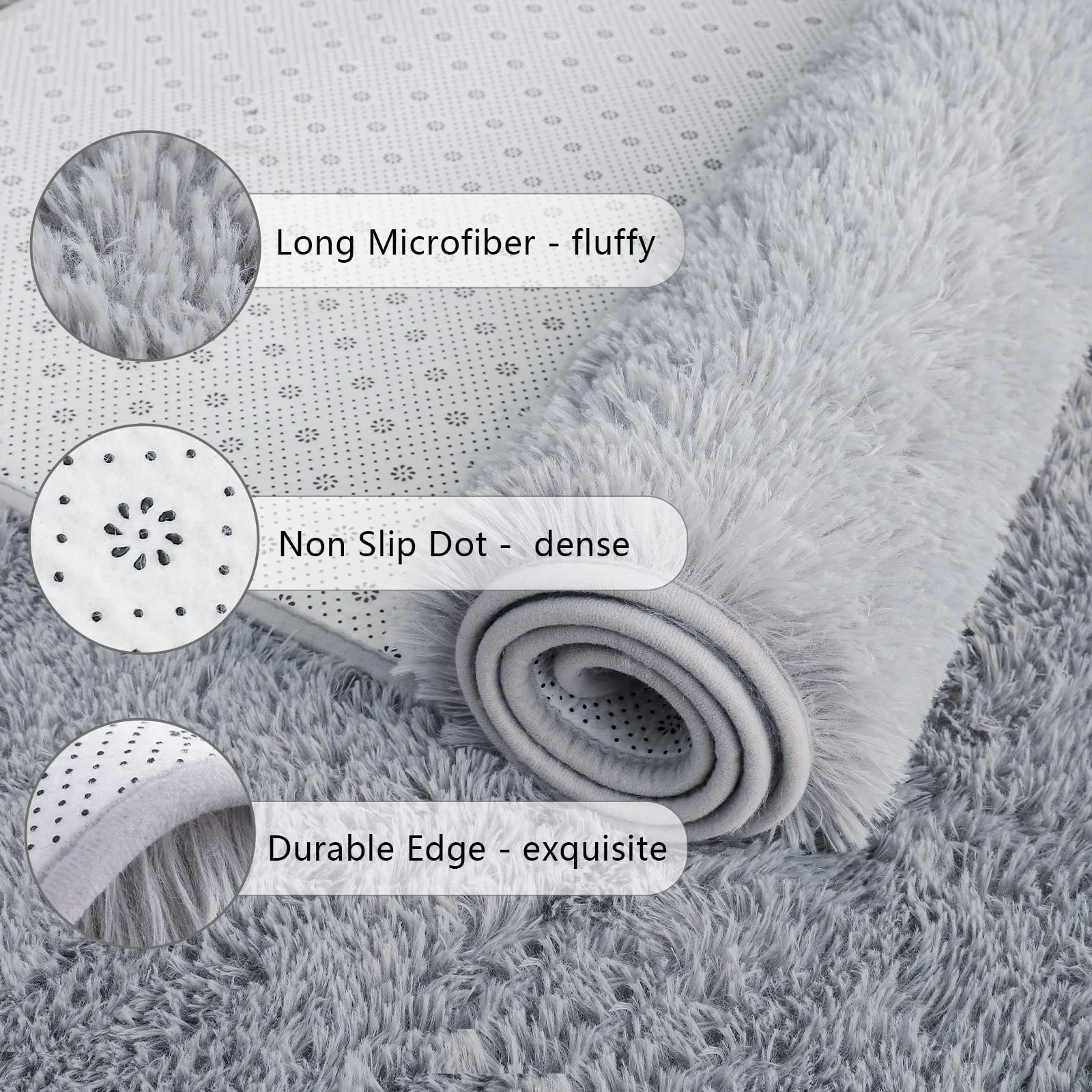 VIKAMA Simple Solid Color Carpet Soft And Slip-Resistant Bedside Rug For Bedroom, Corridor Passage Floor Mat, Home Decoration thumbnail 6