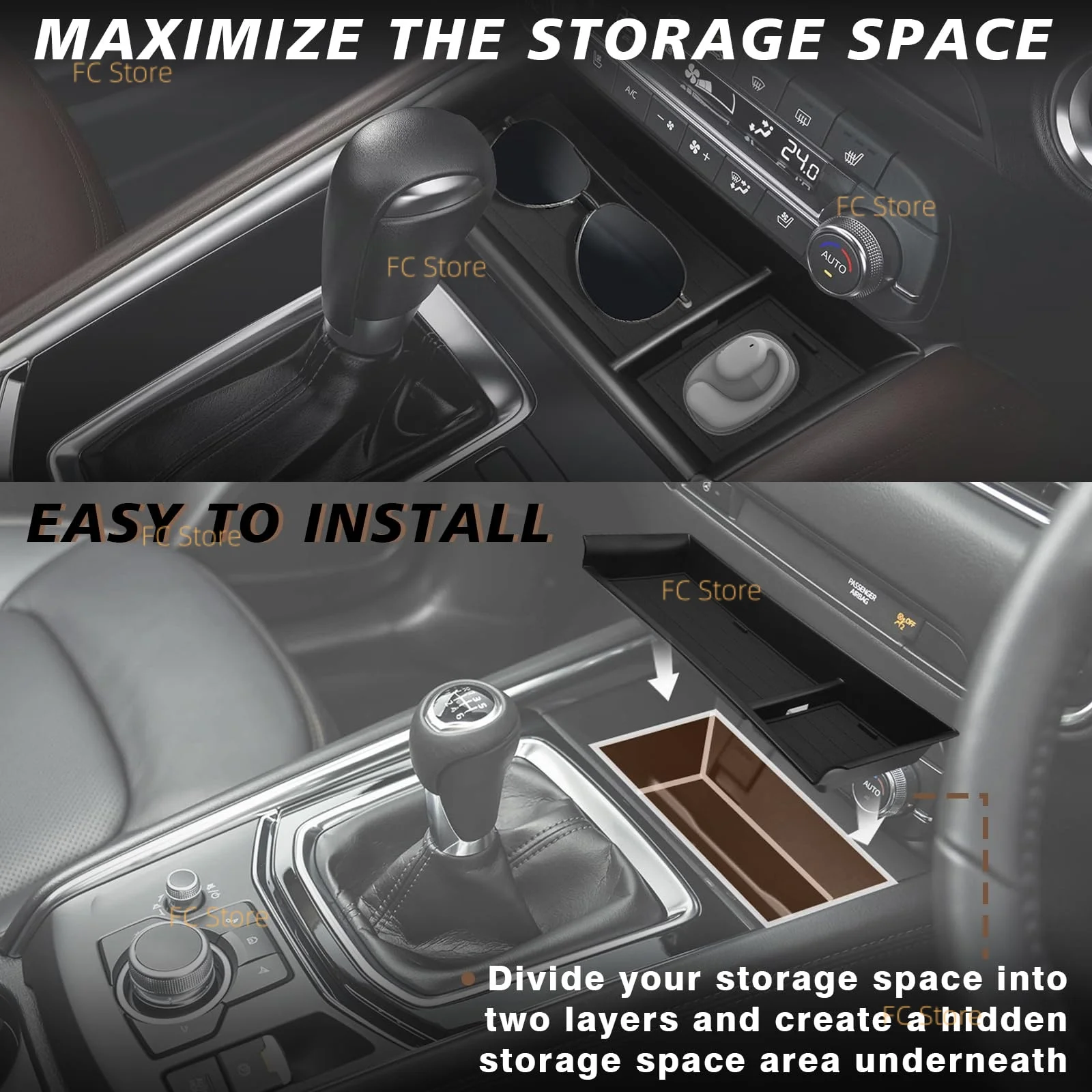 For Mazda For CX5 For CX-5 2022-2025 Center Console Front Organizer Tray Storage Coin Holder Gear Shifter Front Storage Inserts thumbnail 3