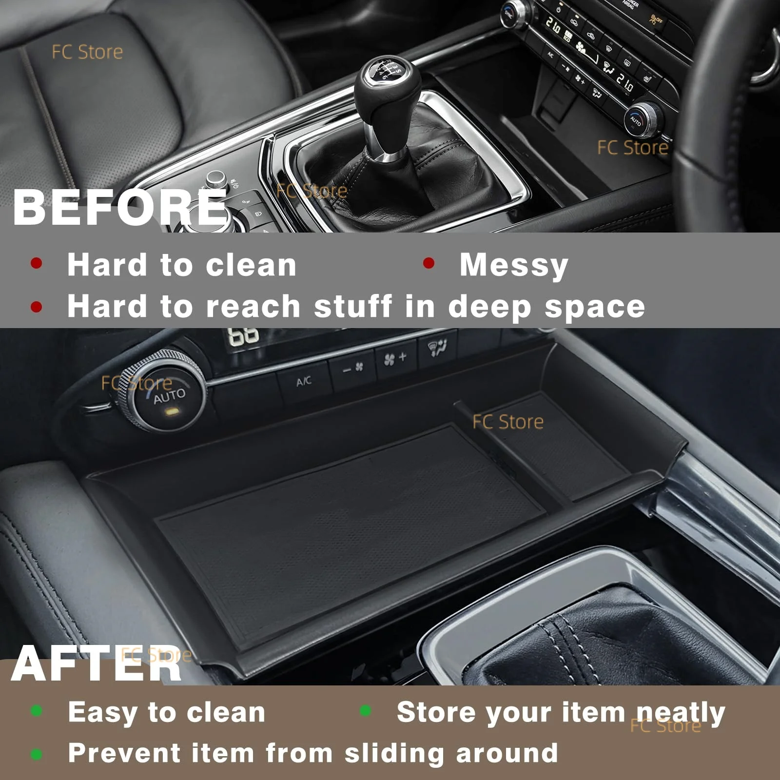 For Mazda For CX5 For CX-5 2022-2025 Center Console Front Organizer Tray Storage Coin Holder Gear Shifter Front Storage Inserts thumbnail 4