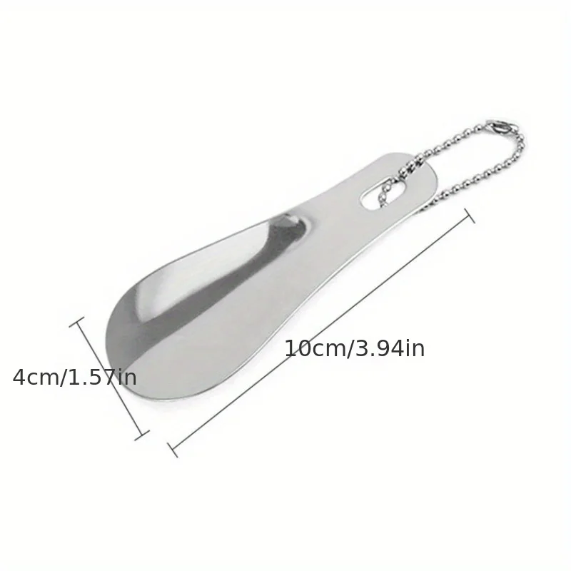 1pc stainless steel metal shoehorn, portable shoehorn, shoe wearing aid, essential for home travel thumbnail 2