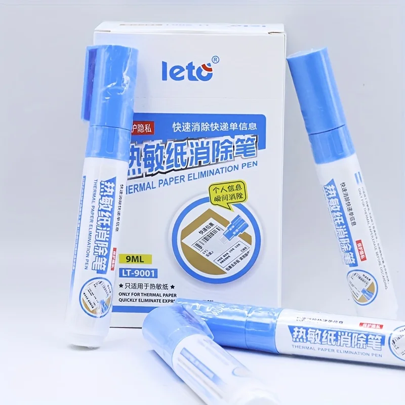 2-Pack Thermal Paper Correction Fluid Express Applicator Privacy Text Quick-Drying Masking Fluid Correction Tool Traceless Eraser Pen for Use on Express Shipping Labels, Phone Bills, and Account Clearing Tool thumbnail 3
