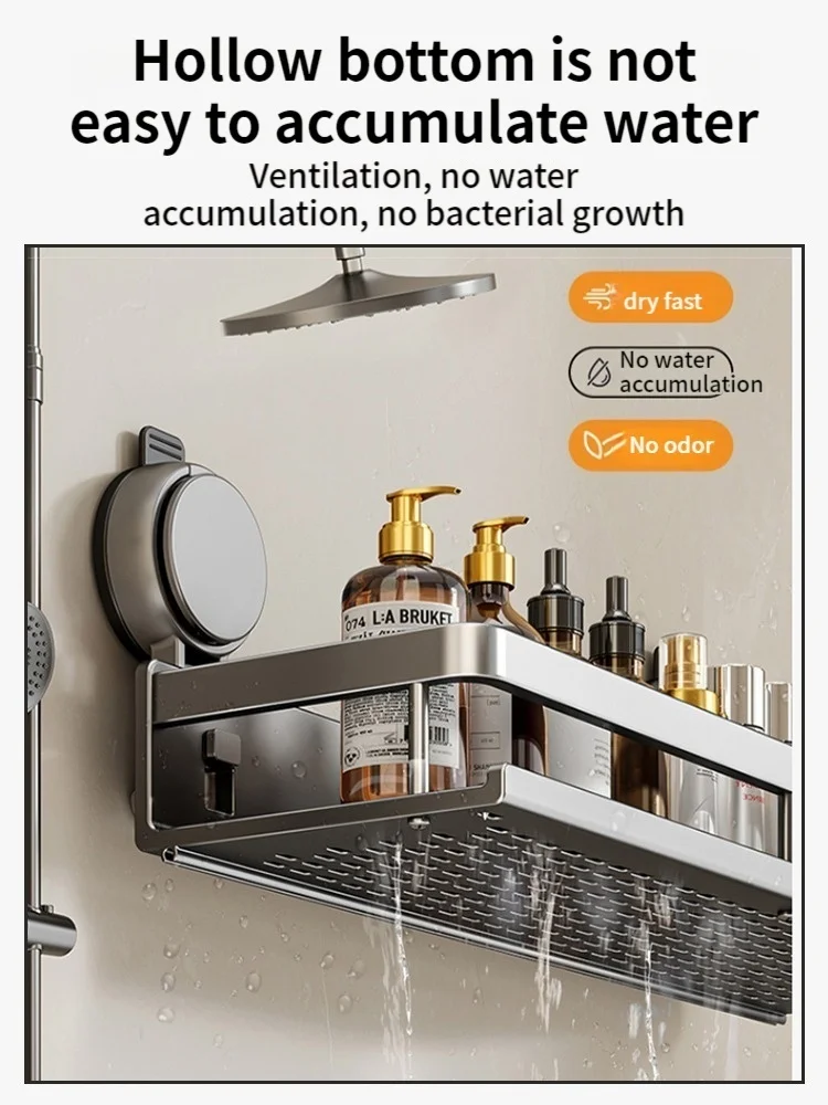 Multifunctional Suction Cup Rack Kitchen Utensils Storage Wall Mounted Spice Holder Bathroom Organizer No Drilling Required thumbnail 6