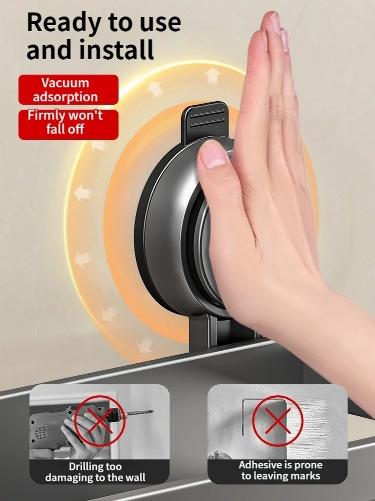 Multifunctional Suction Cup Rack Kitchen Utensils Storage Wall Mounted Spice Holder Bathroom Organizer No Drilling Required thumbnail 4