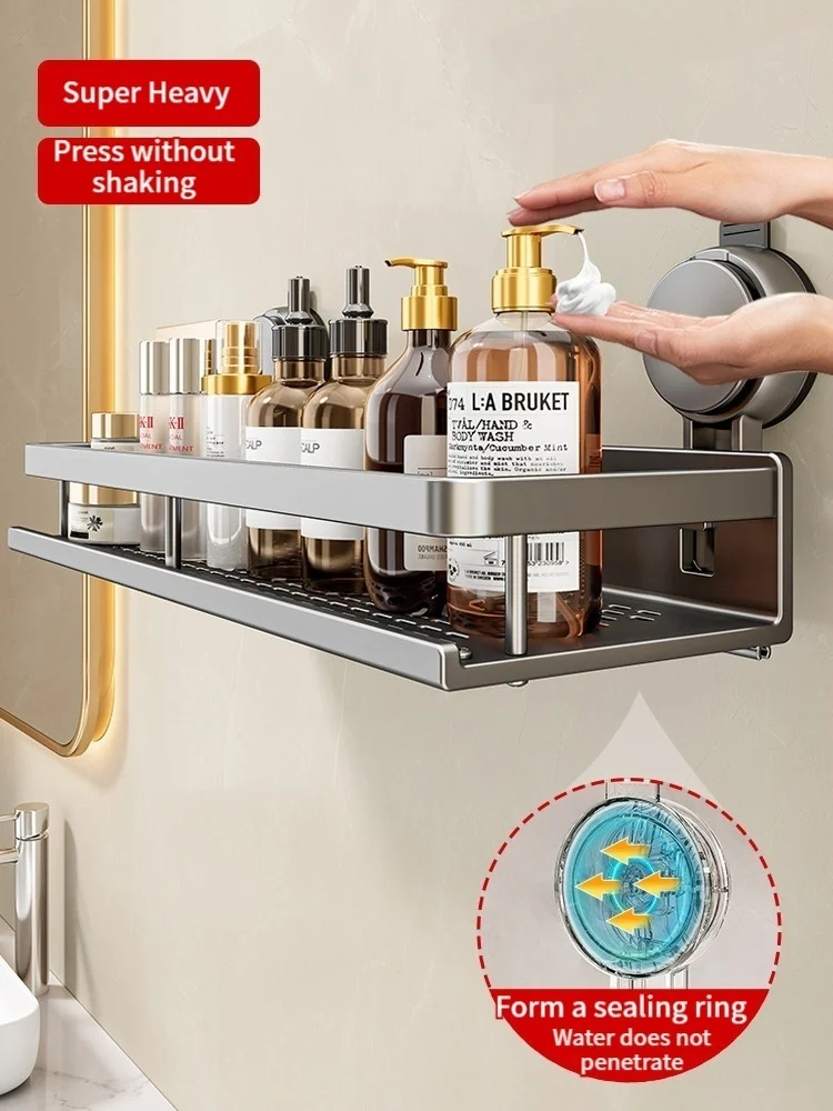 Multifunctional Suction Cup Rack Kitchen Utensils Storage Wall Mounted Spice Holder Bathroom Organizer No Drilling Required thumbnail 2