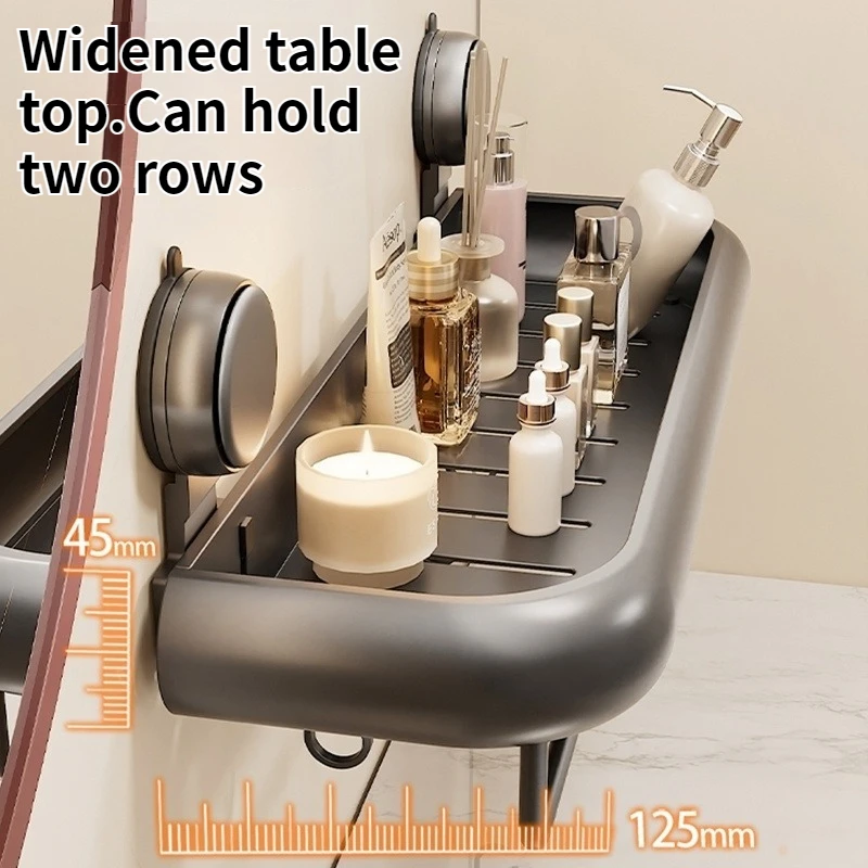 Suction Cup Bathroom Towel Rack Space Aluminum Wall-Mounted Minimalist Multi-Functional Storage Shelf No Drilling Required thumbnail 3
