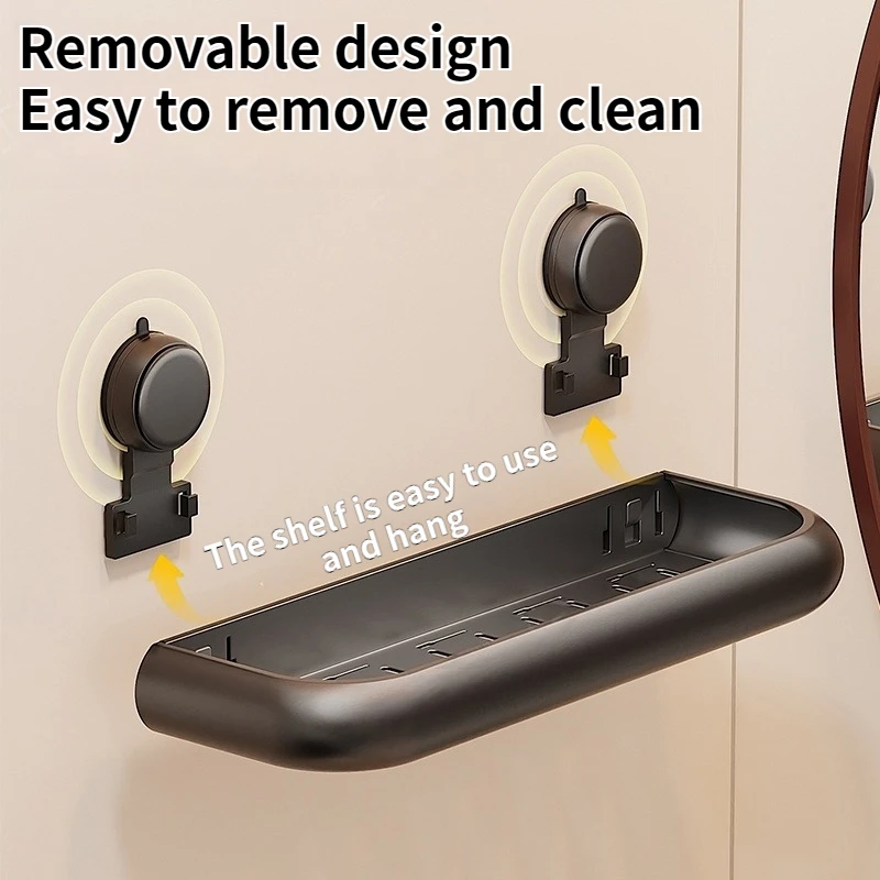 Suction Cup Bathroom Towel Rack Space Aluminum Wall-Mounted Minimalist Multi-Functional Storage Shelf No Drilling Required thumbnail 5