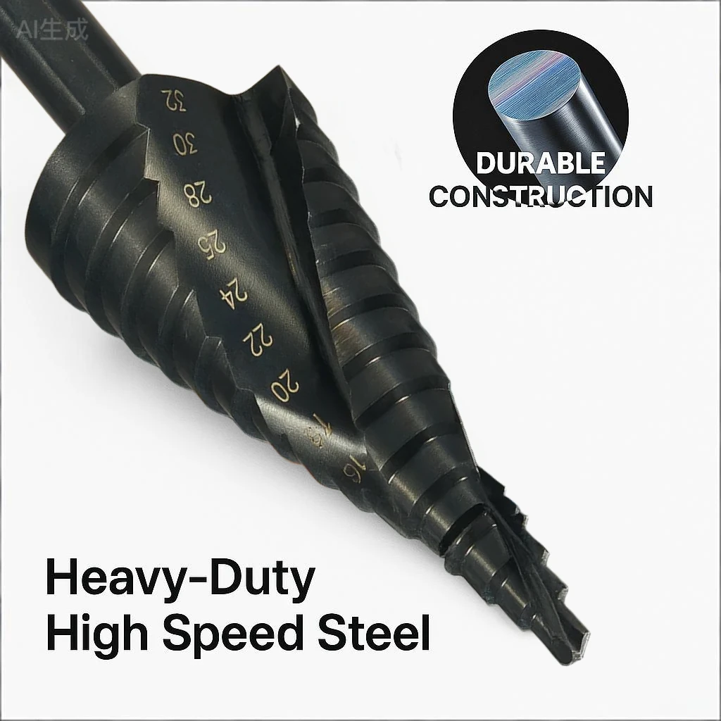 HSS Cobalt Step Drill Bit 4-32mm Spiral Cone Bit Triangle Shank Metal Wood Drilling Reamer High Speed Steel DIY Tool thumbnail 2