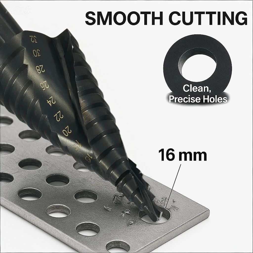 HSS Cobalt Step Drill Bit 4-32mm Spiral Cone Bit Triangle Shank Metal Wood Drilling Reamer High Speed Steel DIY Tool thumbnail 3