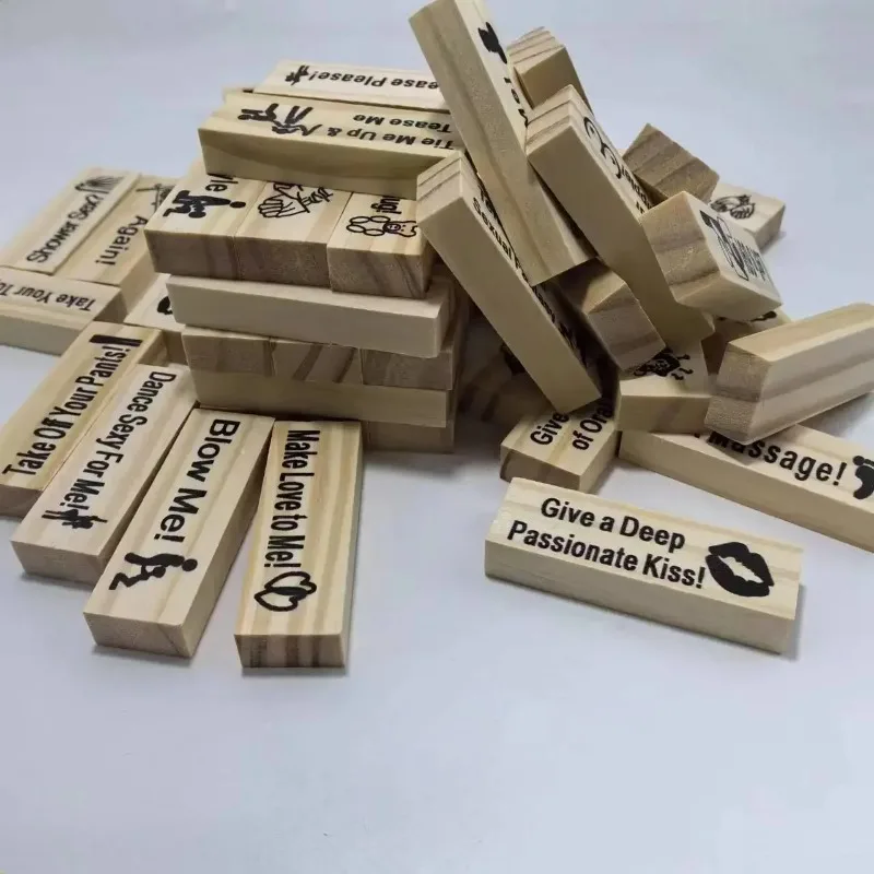 48Pcs Wooden Sex Block Tumbling Tower Stacking GamesGame For Adults Sex Toys Valentine For Couples Erotica Party SM Block thumbnail 5