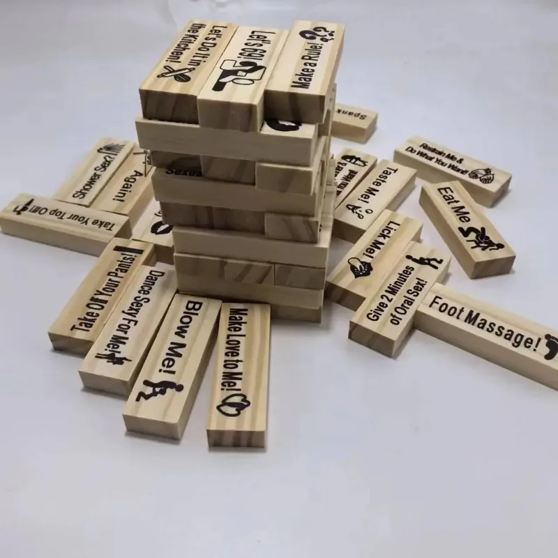48Pcs Wooden Sex Block Tumbling Tower Stacking GamesGame For Adults Sex Toys Valentine For Couples Erotica Party SM Block thumbnail 4