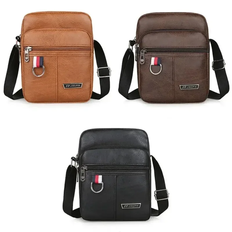 Crossbody Bag Men's High Quality PU Leather Shoulder Bag Large Capacity Chest Bag Fashion Casual Solid Color Crossbody Bag thumbnail 6