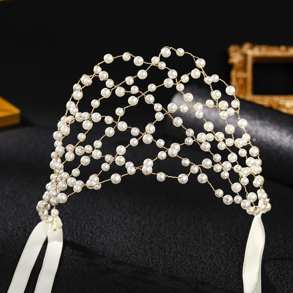 Trendy Pearl Net Braided Headband For Women Luxurious texture Ramadan Middle Eastern Female Hairband Tiara Hair Accessories