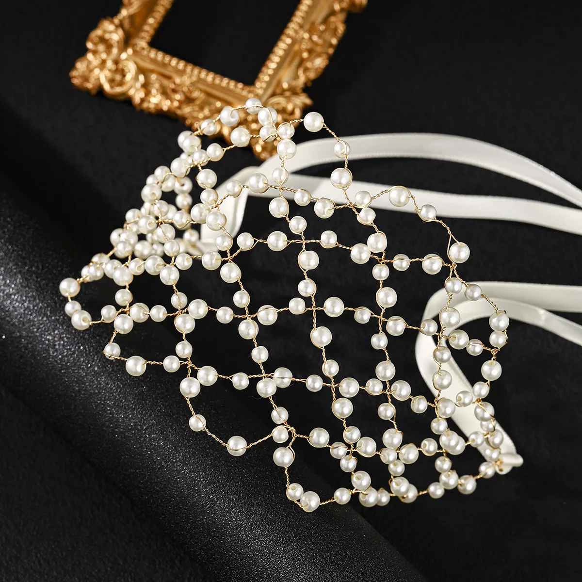 Trendy Pearl Net Braided Headband For Women Luxurious texture Ramadan Middle Eastern Female Hairband Tiara Hair Accessories thumbnail 5