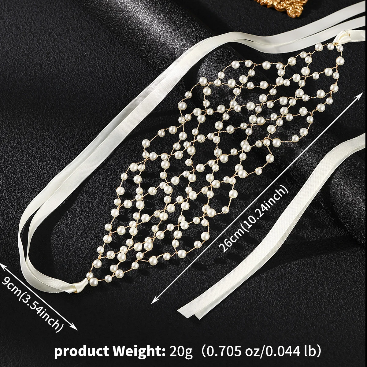 Trendy Pearl Net Braided Headband For Women Luxurious texture Ramadan Middle Eastern Female Hairband Tiara Hair Accessories thumbnail 6