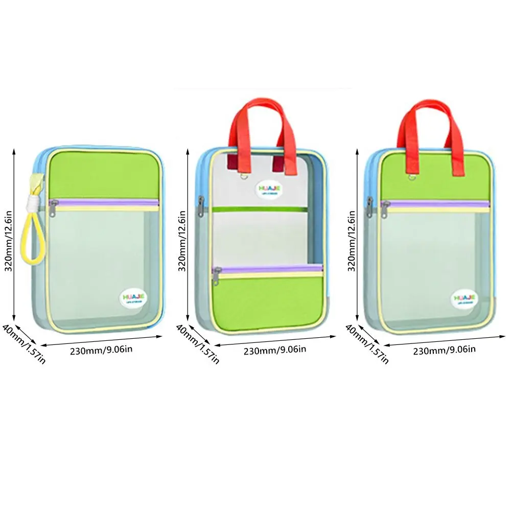 Simple L-shape Large Opening File Bag Transparent Handheld Mesh Folder Stationery Organizer School Office thumbnail 6